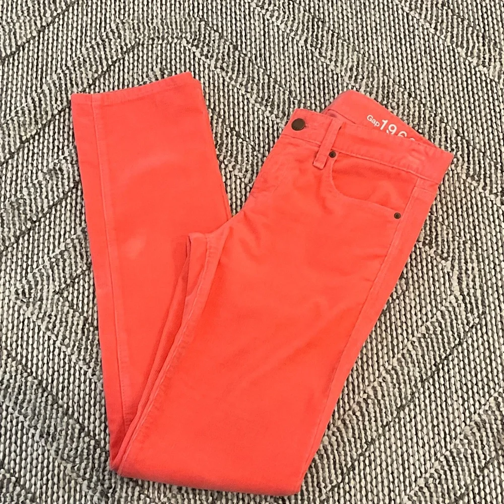 GAP Women's Bright Coral Straight Leg Jeans corduroy thin cotd